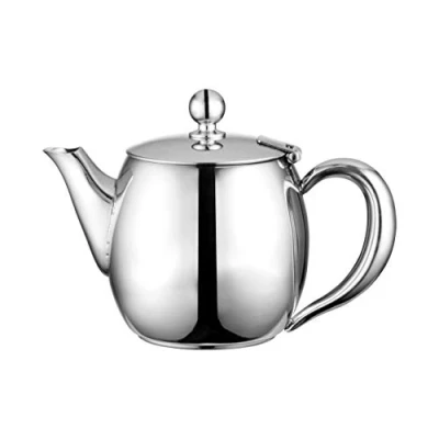Immagine di Café Olé BUT 035 Buxton Teiera in acciaio INOX 18/10 di alta qualità, 1 l, con finitura lucida, per preparare il tè, bere senza gocciolamenti, manici cavi, litro