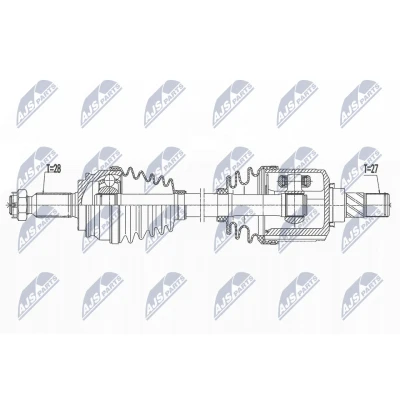 Immagine di NTY NPW MS 073 Albero motore / Semiasse Assale anteriore Sx 650mm Cambio automatico CVT (continuo) MITSUBISHI: Outlander 2 SUV