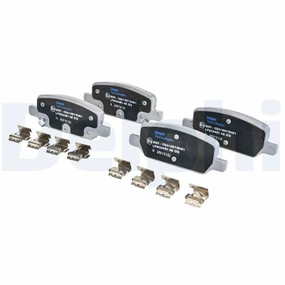 Immagine di DELPHI LP5034EV Kit pastiglie freno con lamierino anticigolío accessori TESLA: Model 3