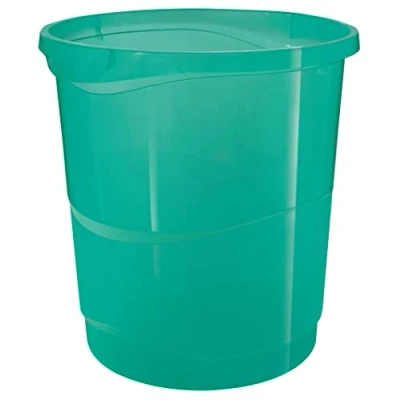 Immagine di Esselte Cestino per la Spazzatura Impilabile in Plastica, Utilizzabile a Casa e Ufficio, Gamma Colour&#039;Breeze, Motivo Rilievo, 14 L Verde