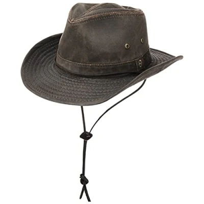 Immagine di Stetson Diaz Cappello Outdoor Uomo Western con sottogola e Bordo modellabile da Cowboy Filtro UV 40+ in Tessuto Cotone Used Look Estate/Inverno Marrone M (56 57 cm)