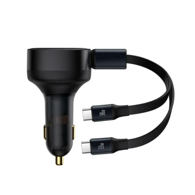 Immagine di Baseus Caricabatterie da auto Enjoyment con cavo USB C, 33W (nero), Adattatore per auto, Nero