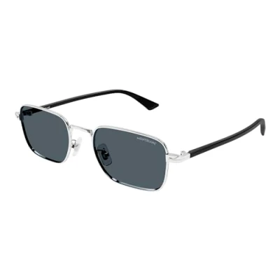 Immagine di Montblanc Uomo MB0339S 003 Occhiali da sole Metallo Argento Blu Squadrata
