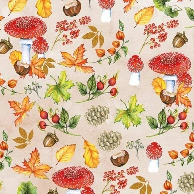 Immagine di 20 tovaglioli tutto dall&#039;autunno, funghi foglie, n?sse decorazione da tavolo 33 x cm