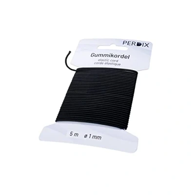 Immagine di perdix corda elastica 1 mm, 5 m nero, elastico per Braccialetti, Cucito, tenda, zaino, giardino, gioielli, cordone, cappelli