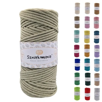 Immagine di cordoncino di cotone 3 mm 100 m, 46 colori, in intrecciato mm, corda macramè, filato alta qualità, macramè (oliva chiaro)