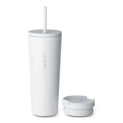 Immagine di VINSUN Tazza Termica con Cannuccia 720ml Acciaio Inox, Prova di Perdite, Isolamento a Doppia Parete Termos Caffè Due Coperchi per Viaggio, Auto, Ufficio, Scuola