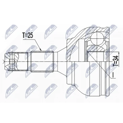 Immagine di NTY NPZ PE 034 Kit Giunto Omocinetico Assale anteriore, anteriore Sx, Dx CITROËN: C3 Picasso, C4 II Cactus, DS3 Hatchback