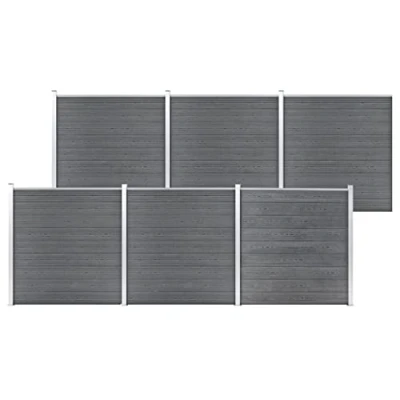 Immagine di vidaXL Pannello Recinzione per Esterni con Pali Robusto Elegante Barriera da Giardino Recinto Intimità Sicurezza in WPC 1045x186 cm Grigio