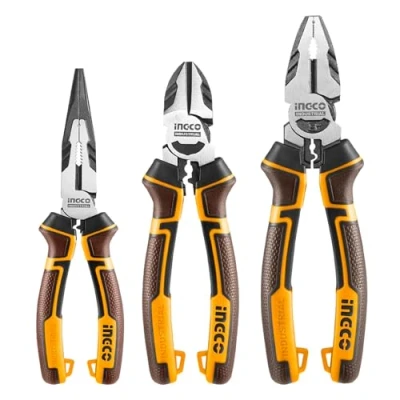 Immagine di INGCO HKHLPS2831 Set di 3 pinze combinate e da taglio diagonale 7&quot; a becco lungo 15,2 cm