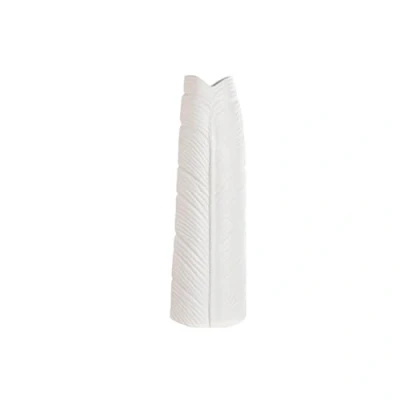 Immagine di Home ESPRIT Vaso Bianco Gres Tropicale Foglia di Pianta 33 x 10 70 cm