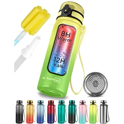 Immagine di My Vesperbox Thermo Minny borraccia in acciaio inossidabile impermeabile con paglia o setaccio 400 ml, 600 ml resistente per bambini e adulti senza BPA