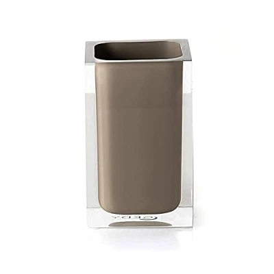 Immagine di Gedy Auckland Bagno Tortora, Misure e Peso: 11X7,2X7,2 CM &amp; 0,29 kg, Portaspazzolini in Resina Trasparente di Alta qualità, Design R&amp;S, Fatto a Mano, 2 Anni Garanzia, Unica