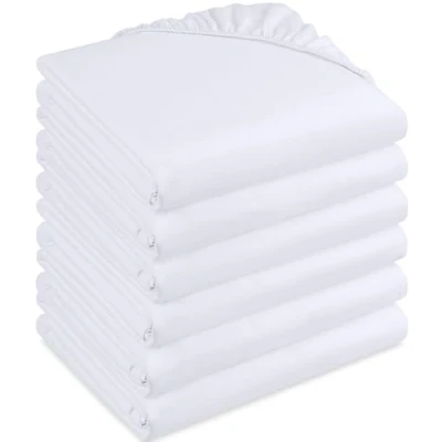 Immagine di Utopia Bedding Set di 6 Lenzuolo con Angoli Una Piazza e Mezza Francese 140x200cm Bianco Microfibra Spazzolata Sotto Elasticizzato