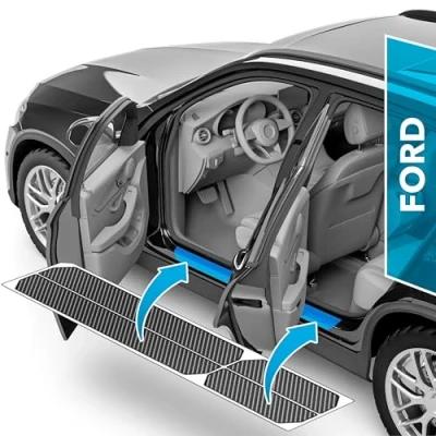 Immagine di uProtect Battitacco Auto AntiGraffio Pellicola per Ford Kuga 3 (III) ST Line &amp; VignaleConnect I 2019 2024 Protezione Accessori Tuning Portiera Filo A Carbone