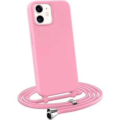 Immagine di MyGadget Cover per iPhone 12 Mini Custodia con Corda Case Cordino Opaca Antiurto Bumper Laccio Tracolla Practical Stylish Rosa