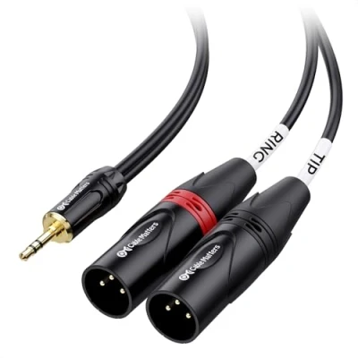 Immagine di Cable Matters cavo da 3,5 mm 1/8 di pollice TRS a 2 XLR 6 piedi/1,8 metri, maschio breakout Aux dual