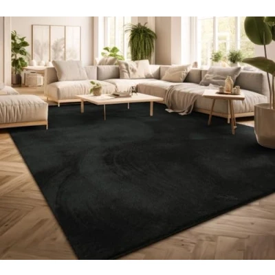 Immagine di TT Home Tappeto Salotto Pelo Corto Monocolore Design Moderno Lavabile Giallo Oro, Colore: Nero, Dimensione:60x100 cm