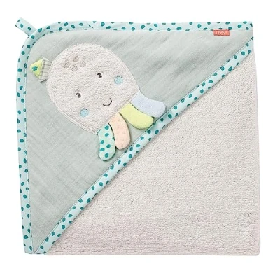 Immagine di Fehn telo da bagno bambino polipo poncho per bambini in cotone con simpatico cappuccio neonati e 0+ mesi 80 x cm