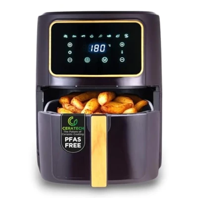 Immagine di BERGNER CHARCOAL Friggitrice ad aria 1800W 6,9L 8 programmi di cottura Impostazione temperatura 80 200C Timer fino a 30 minuti Rivestimento Ceratech
