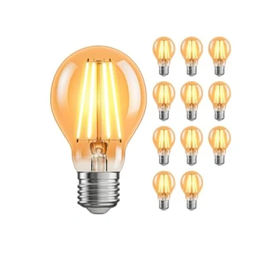 Immagine di ledscom.de 12 pezzi E27 Lampadina LED, A60, bianco extra caldo (2400 K), 7 W, 778lm, dimmer a 3 fasi, color oro