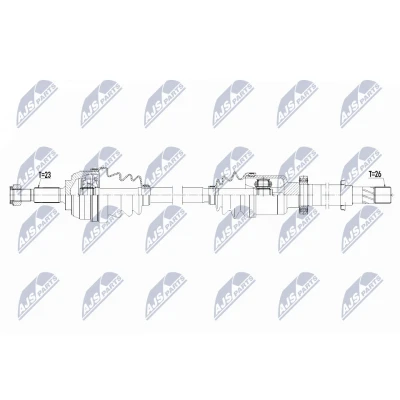 Immagine di NTY NPW RE 136 Albero motore / Semiasse Assale anteriore Dx 895, 271mm con supporto/cuscinetto RENAULT: Modus Grand Modus, CLIO 3