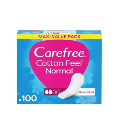 Immagine di Carefree salvaslip Cotton Feel Normal Senza Profumo, Salva slip donna 100% traspiranti per tutti i tipi di slip, Comodi proteggi che si adattano ai movimenti del corpo, Maxi Formato 100