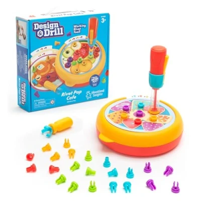 Immagine di Learning Resources Rivet Pop Café Caffetteria Design &amp; Drill, età 3 STEM 44 Pezzi con Popper di Chiodini Alimentato a Mano, abilità motorie Fini, Giocattoli sensoriali, Multicolore, Medium, EI 4301