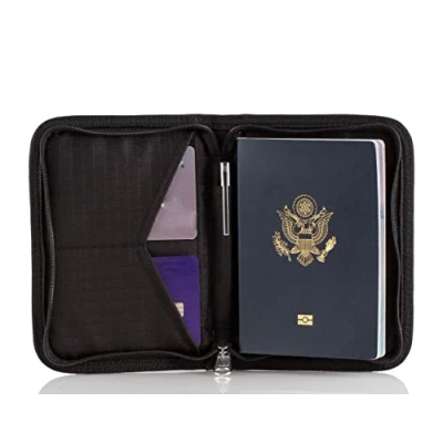 Immagine di Zero Grid Portafoglio per passaporto Porta documenti da viaggio con blocco RFID, nero, taglia unica, semplice