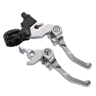 Immagine di GOOFIT Frizione Idraulica Moto Set Leve Freno 22mm Pieghevole Universale Sostituzione Per 50cc 70cc 90cc 110cc 125cc Scooter ATV Quad Pit Bike Argento