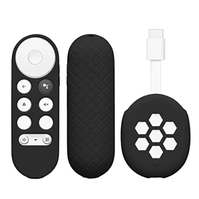 Immagine di kwmobile 2x Custodia Silicone Compatibile con Google Chromecast 2020 4K (not for New Generation) Cover Protettiva Salva Telecomando TV Antiscivolo Softcover nero/nero