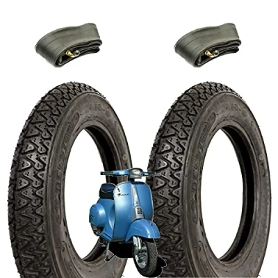 Immagine di KIT 2 COPERTONI DEESTONE 4 P.R. 3.00 10 42J + CAMERE D’ARIA COMPATIBILI CON VESPA 50 SPECIAL PK S XL N 125 ET3