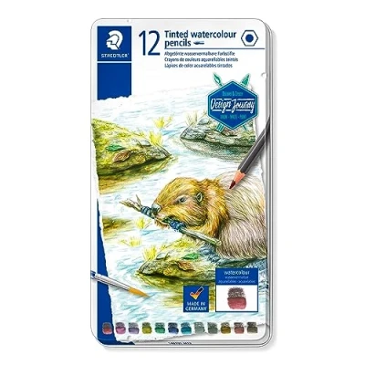 Immagine di STAEDTLER Design Journey 14610T M12 matite colorate ad acquerello, confezione in latta da 12