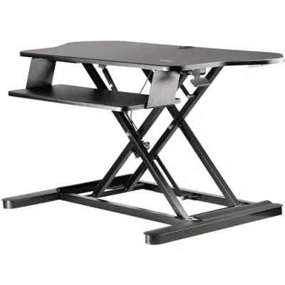 Immagine di StarTech.com Corner Sit Stand Desk Converter with Keyboard Tray Large Surface (35&quot; x 21&quot;) Height Adjustable Ergonomic Desktop/Tabletop Standing Workstation Supports Dual Monitors (ARMSTSCORNR)