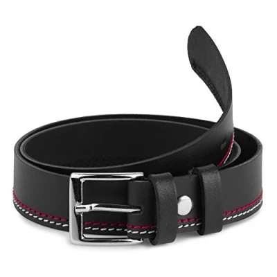 Immagine di Ladeheid Cintura per Bambini in 100% Vera Pelle K1D5 (Nero/Blu, 55 cm (Lunghezza totale 74 cm))