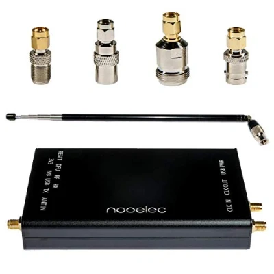 Immagine di Nooelec HackRF Bundle Completo One Software Defined Radio (SDR) Originale con TCXO 0,5PPM in una Custodia Alluminio Nero Personalizzata. Pacchetto Adattatore SMA e Antenna ANT500 Incluso