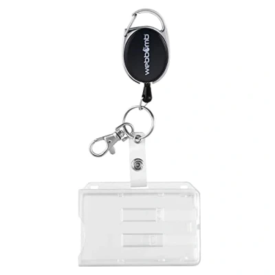 Immagine di WEBBOMB® Porta carte d&#039;identità con tessere estensibile per 1 2 orizzontale e trasparente skipass antistrappo Cordino JoJo da 70cm clip moschettone