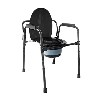 Immagine di PEPE Sedia Comoda WC per Anziani, con Buco WC, Sostegno Adulti, Disabili, Portatile Urinare Regolabile in Altezza Nero