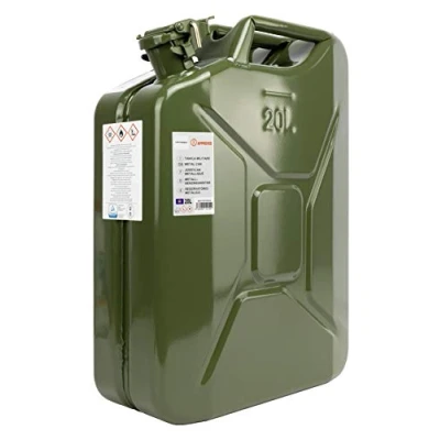 Immagine di MOTORKIT Tanica da 20 Litri in Metallo con Attacco a Baionetta. Jerrycan di Colore Verde Oliva