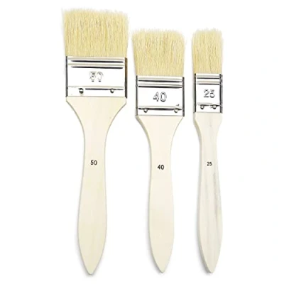 Immagine di Pébéo 950450 Pennello con setole di Cinghiale, Impugnatura Lunga, Confezione da 3 Pezzi, Bianco