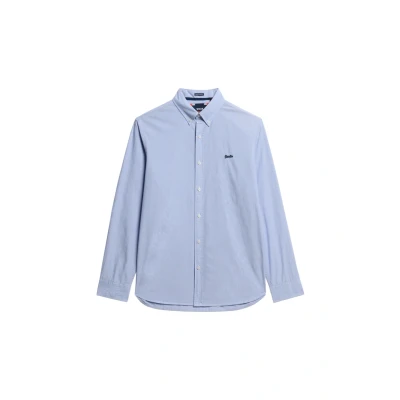 Immagine di Superdry Essentials Tailored LITE Camicia, Uomo, Taglia: Large, Micro ticking stripe indigo