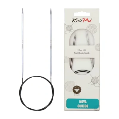 Immagine di KnitPro Nova KP12194 Ferri da Maglia circolari fissi, 80 cm x 3,25 mm, Ottone Lucido, Argento