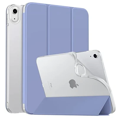 Immagine di MoKo Custodia per iPad 10a Generazione 2022 da 10,9 Pollici, Cover Tri fold Auto Sveglia/Sonno con Retro Semi trasparente in TPU, Lavanda