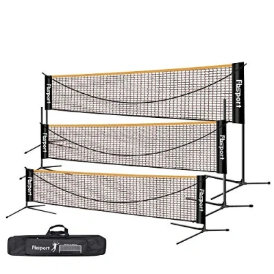 Immagine di Rete da Badminton, calcio Tennis 3 6m Allenamento per pallavolo Portatile, Altezze Regolabili Portaoggetti Badminton Pieghevole, Interni ed Esterni