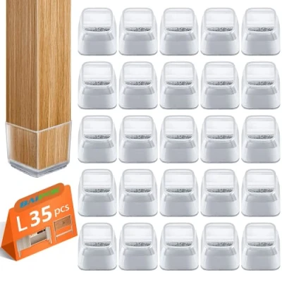 Immagine di 35 Pezzi Feltrini per Sedie Quadrati, Gommini in Silicone con Feltro, Proteggi Gambe Mobili, Elastiche Protezione Delle Antigraffio Piccolo (23 31mm)