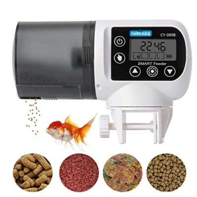 Immagine di Nobleza Mangiatoia Automatica Acquario, Distributore Automatico di Cibo per Pesci capacità 200mL Programmabile con Display LCD Vacanze, Adatto Acquario &amp; Serbatoio e Tartarughe