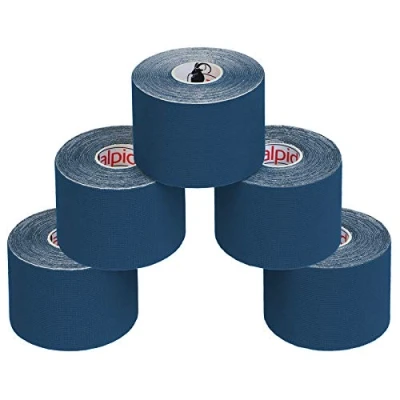 Immagine di ALPIDEX 5 Rotoli Nastro Kinesiologico m x 5,0 cm Tanti Colori E Book Esempi Applicazione Tape Muscolare Cerotto, Colore:Blu Scuro