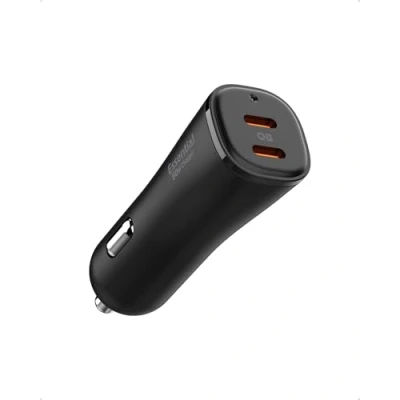 Immagine di Spigen Essential 50W Caricabatterie Auto [Ricarica Rapida] Caricatore per Compatibile con iPhone, Galaxy, MacBook Air e iPad (PYS, Totale 50W, USB C * 2 Porte)