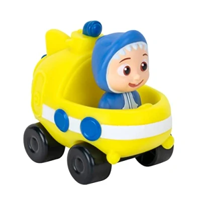 Immagine di CoComelon Mini veicolo sottomarino Caratteristiche JJ indossa un adorabile abito da squalo veicoli Giocattolo divertente e coinvolgente per i Più piccoli collezionare