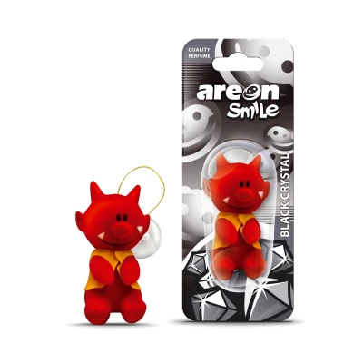 Immagine di Areon Deodorante per auto con personaggi sorridenti, cristalli neri, divertente da appendere in 3D, confezione 1